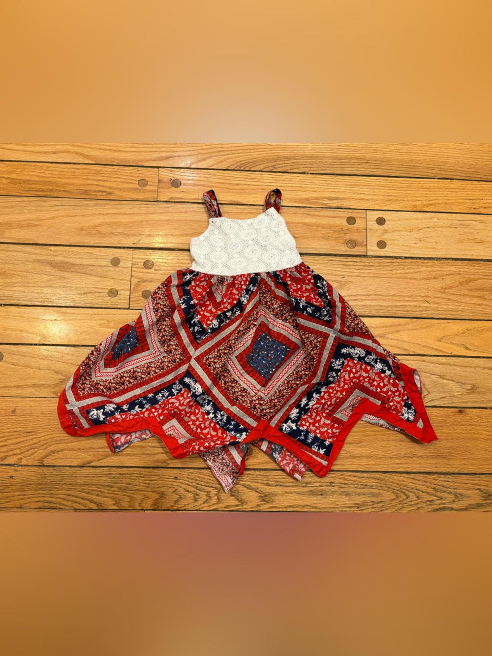 Blueberi Boulevard Red White & Blue Handkerchief Dress Toddler Girl size 4